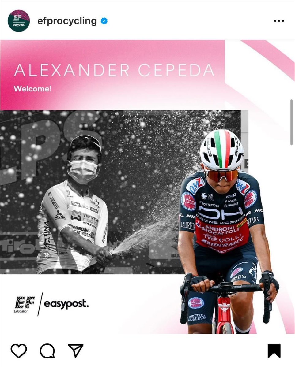 Feliz de dar el salto al World tour . Ahora más que nunca más motivados para afrontar esta segunda parte de la temporada con mi nuevo equipo 🤝.
<a href="/EFprocycling/">EF Pro Cycling</a>
