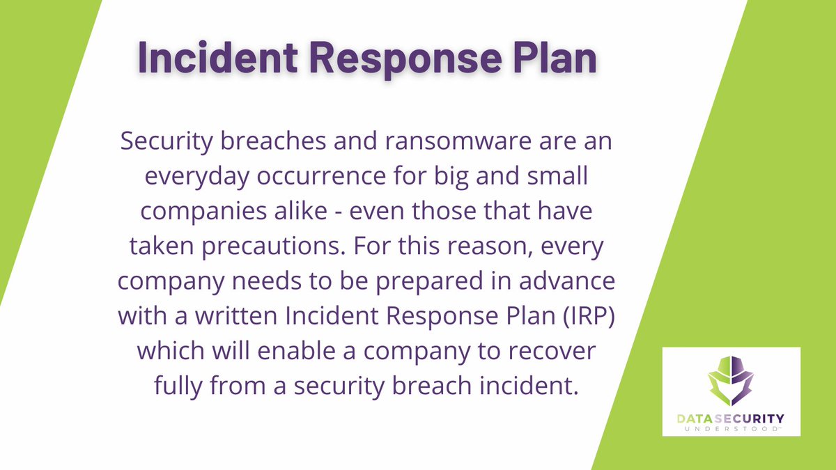 DataSecurityU's tweet image. Step 5 of 6 in our series of reducing your risk of ransomware or breaches:

Incident Response Plans are critical, and practicing drills on how to carry them out are invaluable with so precious little time to react during an incident.

#CyberSecurity #cybersecuritytips #Cyber