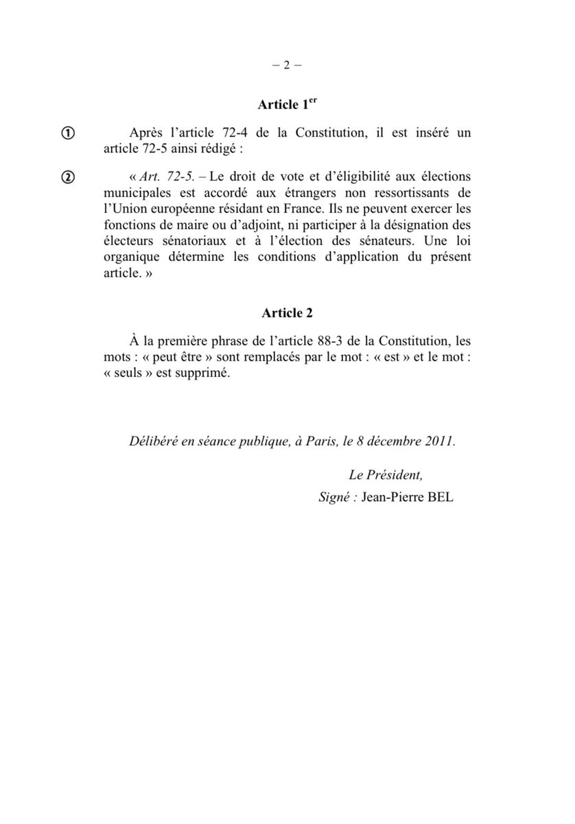 Message aux députées et députés de l’<a href="/AssembleeNat/">Assemblée nationale</a> favorables au droit de vote et à l’éligibilité aux élections municipales aux étrangers non ressortissants de l’Union européenne : il suffit de faire voter le texte adopté le 8 décembre 2011 par le #Senat

#droitdevotedesetrangers