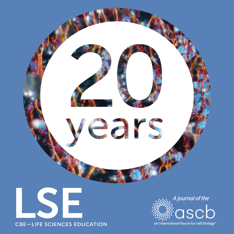Life Sciences Education (@cbelifescied) on Twitter photo CBE-Life Sciences Education <a href="/CBELifescied/">Life Sciences Education</a> is celebrating its 20th anniversary. Help us mark the occasion by sharing your reflections and ideas for the future as READERS and AUTHORS:
Respond by Aug 30
✍️ purdue.ca1.qualtrics.com/jfe/form/SV_cF…
👉Share widely!
<a href="/kimberlydtanner/">Kimberly Tanner</a> <a href="/JeffBioEd/">Jeff Schinske</a> CBE-Life Sciences Education <a href="/CBELifescied/">Life Sciences Education</a> is celebrating its 20th anniversary. Help us mark the occasion by sharing your reflections and ideas for the future as READERS and AUTHORS:
Respond by Aug 30
✍️ purdue.ca1.qualtrics.com/jfe/form/SV_cF…
👉Share widely!
<a href="/kimberlydtanner/">Kimberly Tanner</a> <a href="/JeffBioEd/">Jeff Schinske</a>