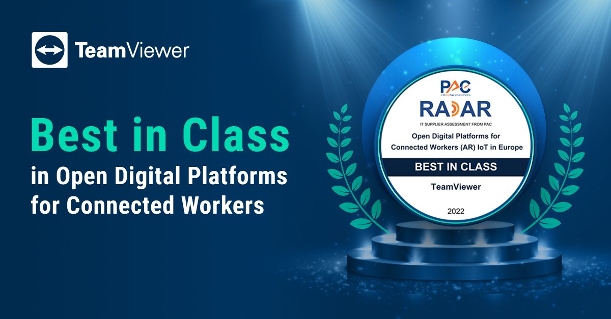 TeamViewer's tweet photo. There is reason to celebrate! PAC ranks TeamViewer as ‘Best in Class’ around platforms for connected workers in 2022.
#PACRadar #TeamViewer #AugmentedReality #AR #TeamViewerFrontline https://t.co/vWf4nwky7P