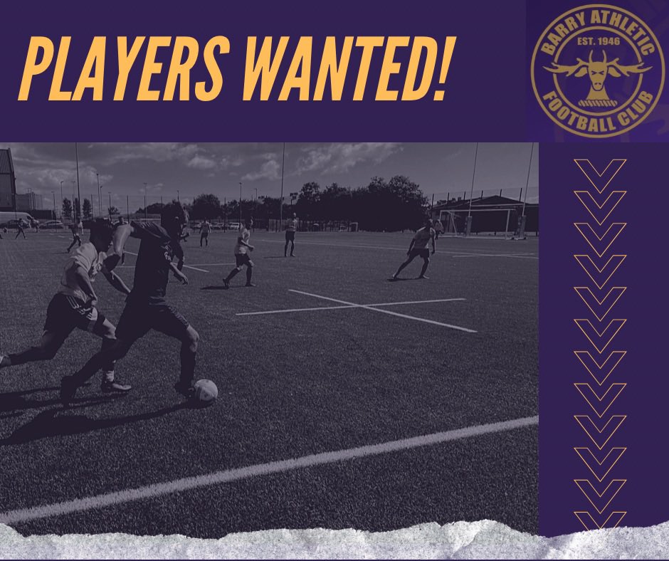 Our u15s and u16s are looking for new players!

If you or your friend or family member wants to join an FAW Platinum Accredited club ahead of the new season, head to barryathleticfc.uk/about and fill out the form at the bottom of the page. 

#BAFC #UpTheStags #LanYStags 🦌