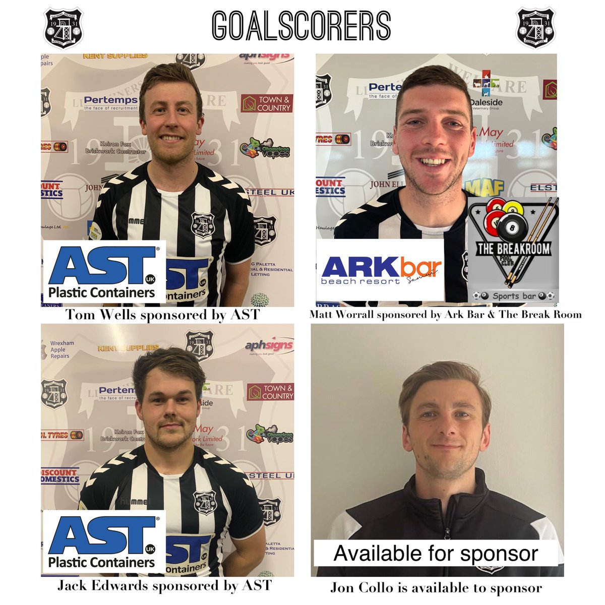 Llay_WelfareFC's tweet photo. Our goal-scorers from last nights 4-0 victory against @HawardenRangers @tmw1005 @matthewworr95 @JackTheSuperEd @ColloJonathan

Social media sponsored by 👇 

 https://t.co/5XdifcKGU7 https://t.co/kIuLALFtLK