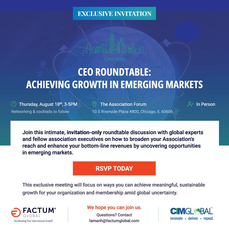 AssocLatinos's tweet photo. On Thursday, August 18 at 3pm CT, join Factum Global and CIMGLOBAL for CEO Roundtable discussion on "Achieving Growth in Emerging Markets."

Register today 👉 https://t.co/oCLXL6nPdd https://t.co/X2JdMhiDAx