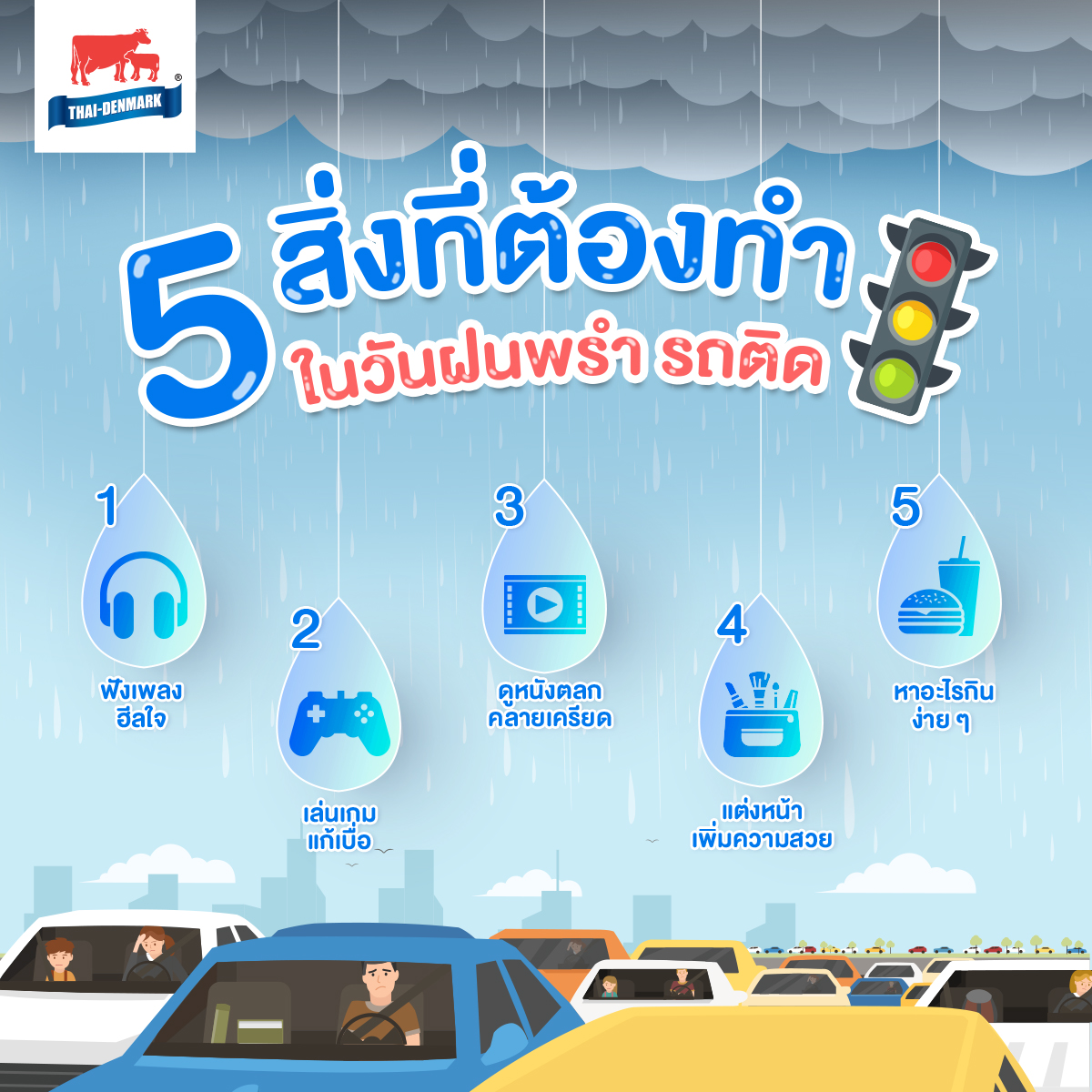 ThaiDenmark_TH's tweet photo. 🚗 ปกติรถติดก็น่าเบื่ออยู่แล้ว ต้องมาเจอฝนตกเพิ่มมาอีก ทำให้รถติดคูณ 2 💦

มาหาทำ วิธีแก้เบื่อเมื่อฝนพรำ รถติดกัน 👇 

ช้อปผลิตภัณฑ์นมจากไทย-เดนมาร์ค คลิกเลย! 👇

🛒 ร้านค้า Official 
https://t.co/506MOkzlGo 
🛒 Shopee 
🛒 Lazada
🛒 LINE SHOPPING https://t.co/jkvt9pQSug