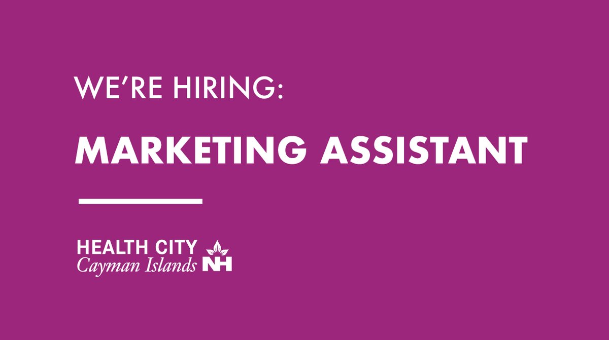 We’re looking for a digitally and socially connected Marketing Assistant to join our energetic creative team.

Visit our website for the full job description. 
Link 🔗 in bio. zcu.io/SPGX 

To apply, please submit a cover letter and resume to careers@healthcity.ky