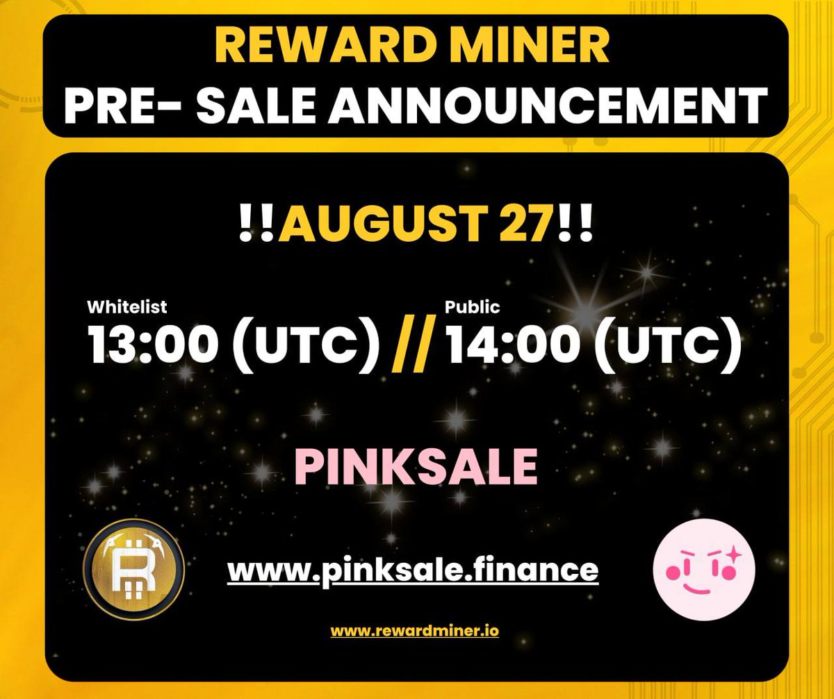 Rewardminercoin's tweet photo. Are you ready?
Join our telegram for whitelist opportunities!
https://t.co/SW0mcj2SMc https://t.co/FVoR4ZlRvq
