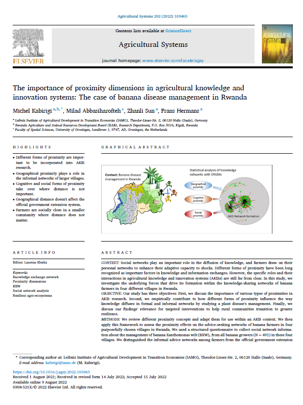 MAbbasiharofteh's tweet photo. Paper alert!๐จ
#econgeo studies mostly done in๐ช๐บ๐บ๐ธsuggest:geographical and/or cognitive #proximities facilitate knowledge diffusion. We investigated this in villages in #Rwanda
Interesting results ๐งต๐
#agriculture #AcademicTwitter @OpenAcademics #policy
https://t.co/jc234RcL11 https://t.co/ScB8preTFi