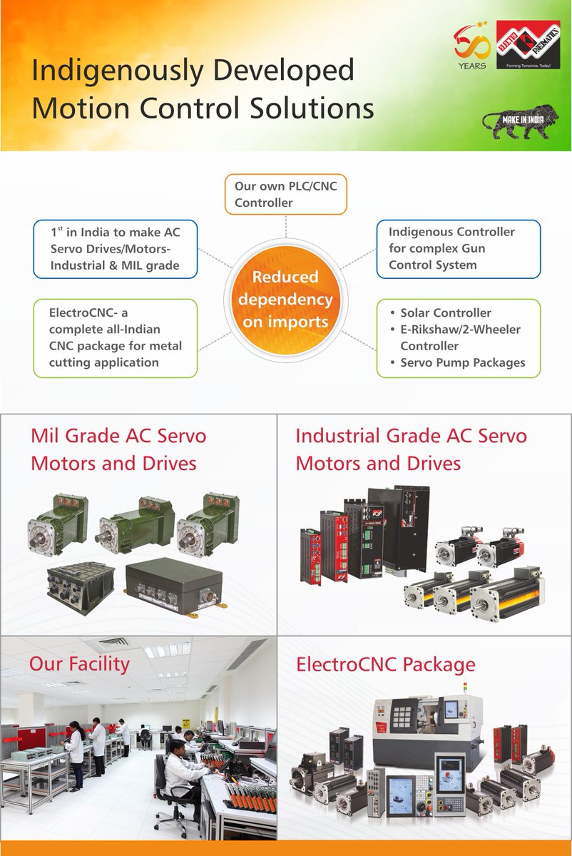 WeAreEPHL's tweet photo. Having made our 1st CNC controller in 1982 and our own AC servo drives in 1999, our experience and know how in control systems hardware as well as software
is vast. 
#MakeInIndia #AtmanirbharBharat #Drives #PLC #ServoMotors https://t.co/uuXr13VQiT