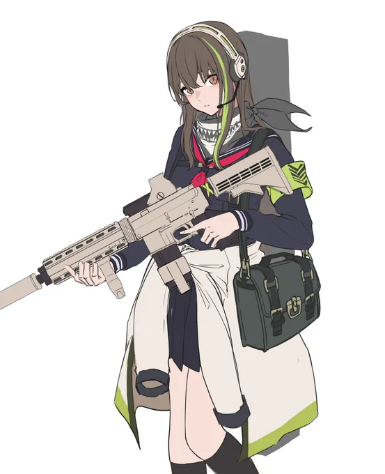 ドルフロのM4A1wipだけど、セーラー服のm4創作要素強くなっちゃうけど,色んな服着せてみるのも面白いですね...ブレザーにしようか迷ったけど,今回はセーラー服を採用#ドールズフロントライン#イラスト練習 