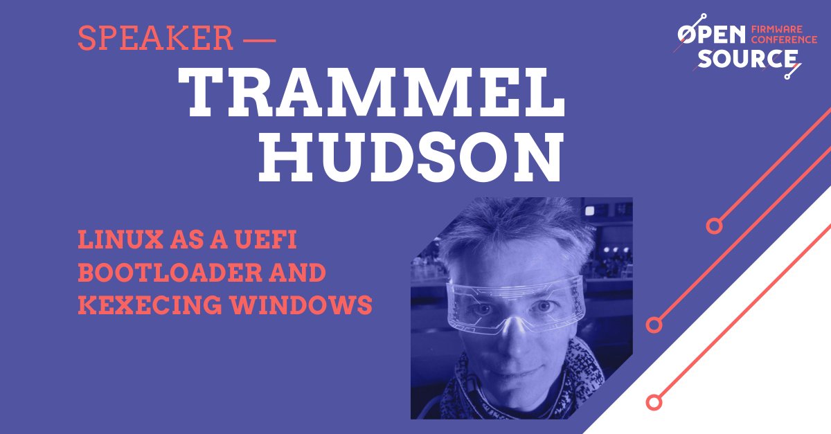 Open Source Firmware Conference (@osfc_io) on Twitter photo Boot #Windows from #Linux? Doable says <a href="/qrs/">Trammell Hudson ✪</a> . At this year's #OSFC2022, <a href="/qrs/">Trammell Hudson ✪</a> will talk about "Linux as a UEFI bootloader and kexecing Windows".
Join in and grab a ticket at osfc.io Boot #Windows from #Linux? Doable says <a href="/qrs/">Trammell Hudson ✪</a> . At this year's #OSFC2022, <a href="/qrs/">Trammell Hudson ✪</a> will talk about "Linux as a UEFI bootloader and kexecing Windows".
Join in and grab a ticket at osfc.io