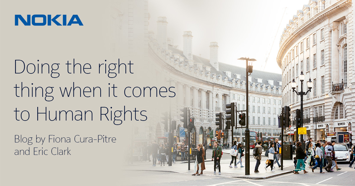 nokia's tweet photo. We have a publicly available human rights policy which addresses the greatest risk in terms of Human Rights for our business which is the possible misuse of our technology. 

Read our latest blog, here: https://t.co/bPiNkxnNcZ #HumanRights #UNDHR #UNGP https://t.co/a8ExxwUS79
