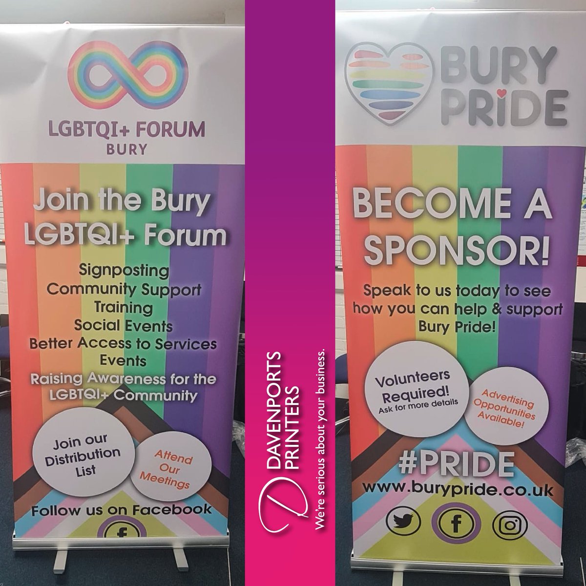 UKBranding's tweet photo. Brand new Roller Banners for Bury Pride and the LGBTQI+ Forum! 
Get in touch today for your own roller banners!

#Banners #Roller #Bury #Pride #Design #Print https://t.co/CjiWu0dRFY