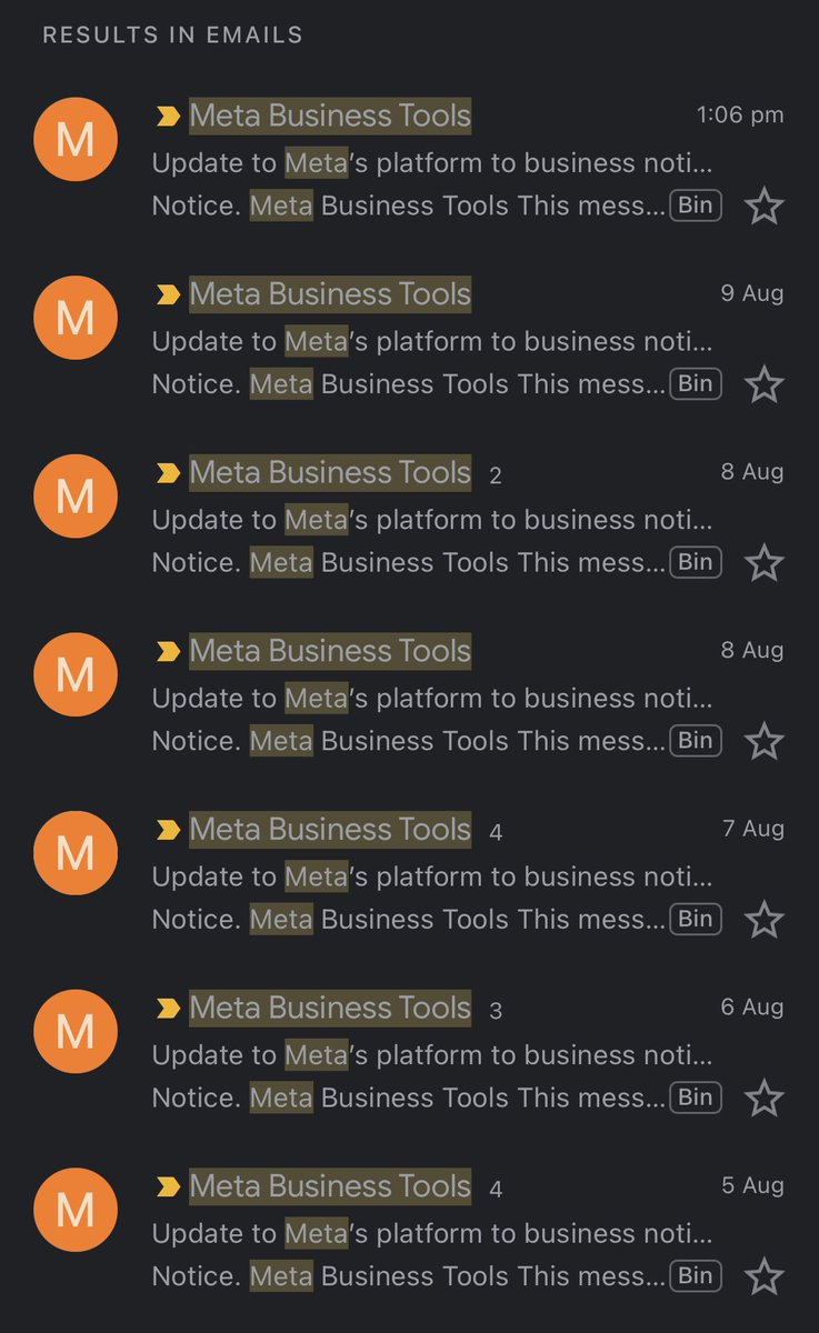 JHolmesEsq's tweet photo. Can Meta stop emailing me about business tools? 16 emails in 5 days is not the one… https://t.co/6lVJxssBPf