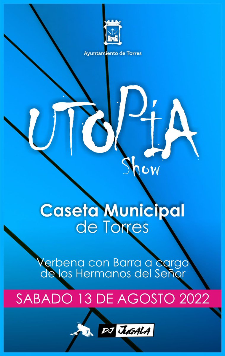 ¿Quieres un plan perfecto para este fin de semana? 🤩

Disfruta de Utopía show con verbena y barra a cargo de los Hermanos del Señor😁

🕘 A partir de las 23h
📍 Caseta Municipal de #Torres

#TorresAvanza #Cultura #Jaén #Los4ElementosDeMágina