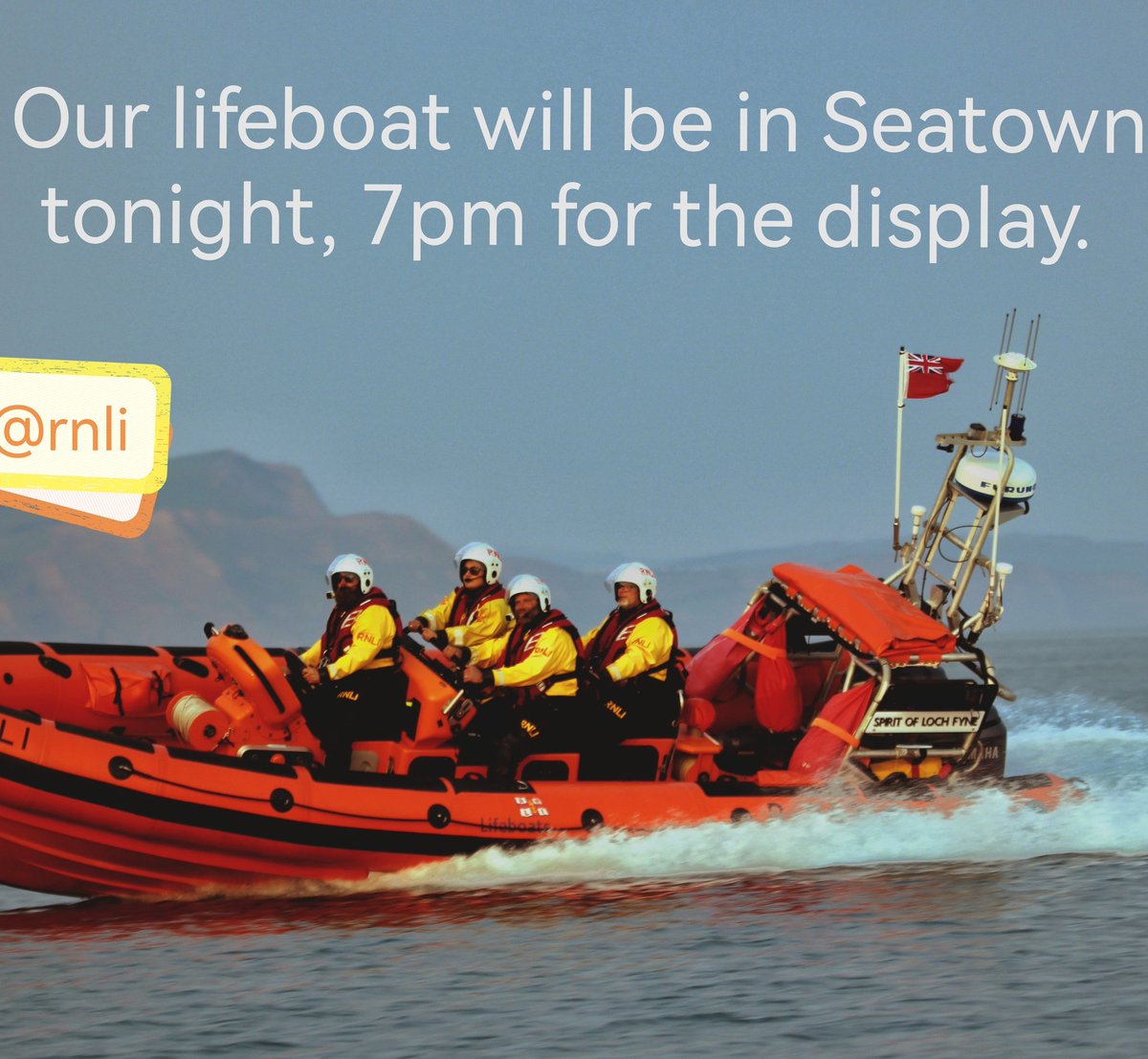 LymeRegisRNLI's tweet photo. The annual Seatown fundraiser is tonight, games, tombola, cakes, bbq and we'll be arriving about 7pm to display our Atlantic 85 lifeboat.
It's all raising money for @rnli  the charity that saves lives at sea. https://t.co/ntGVJvlMTR