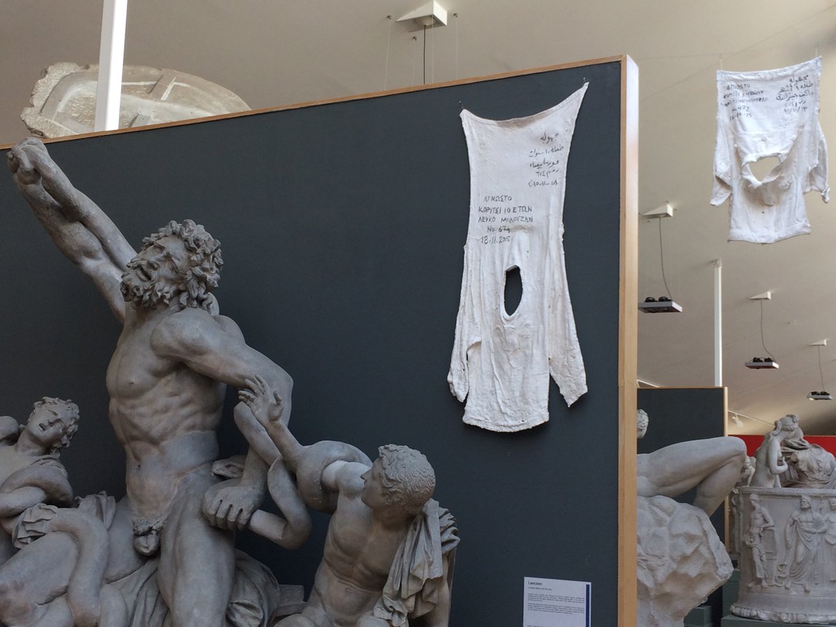 #ROMR ‘Lost’ 2017, by Isaam Kourbaj <a href="/ikourbaj/">issamkourbaj</a>, Artist &amp; Lector in Art, <a href="/christs_college/">Christ's College</a> University of Cambridge.“Lost deals with the fate of so many Syrians, who attempted to seek refuge in Lesbos, Greece.” Pieces made from children’s clothing, each holding the ghost of its past.