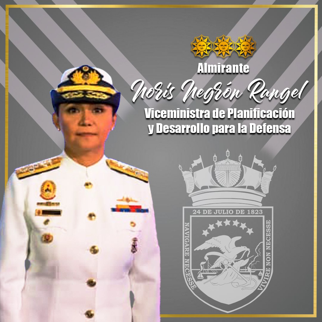 #10Ago El Componente Naval se complace en felicitar a la ALM Noris Negrón Rangel, por recibir el Puente de Mando en el <a href="/viceplani_mppd/">Viceministerio de Planificación y Desarrollo FANB</a> deseando una travesía con buen viento y buena mar, y el atraque a puerto seguro en este nuevo compromiso ante la Patria. BZ! <a href="/NicolasMaduro/">Nicolás Maduro</a>