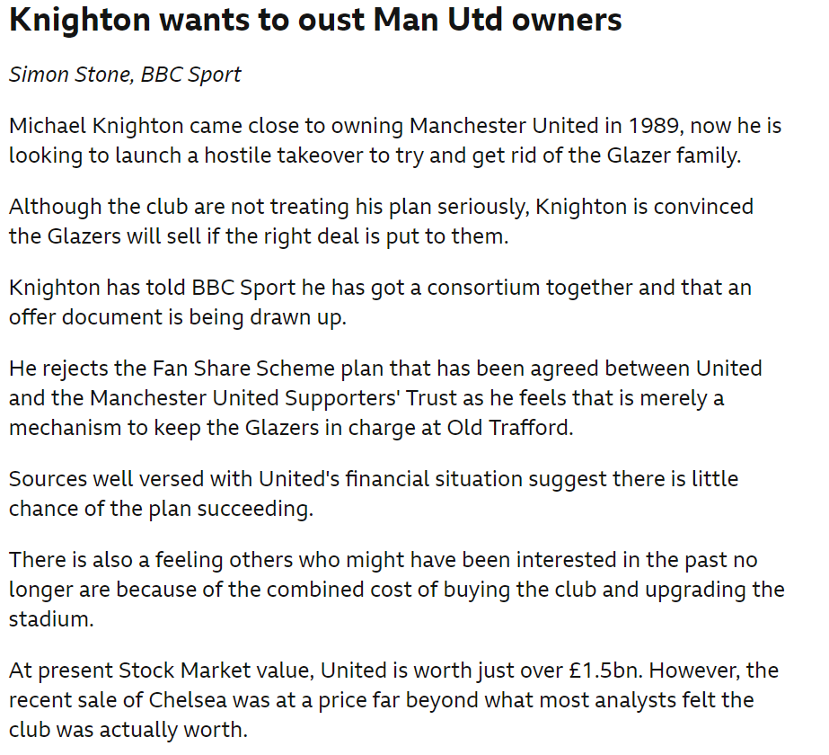 sistoney67's tweet photo. Michael Knighton has been outlining his plans to get rid of the Glazer family @ManUtd https://t.co/1zPzH0Su9Z