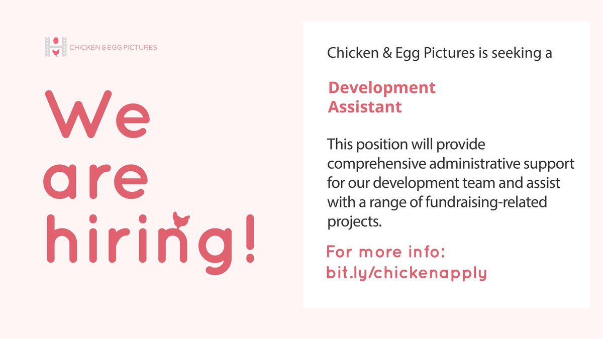 📢🐣 Join our nest! 

We are hiring a Development Assistant. 

This position will provide comprehensive administrative support for our development team and assist with a range of fundraising-related projects. 

Full details + application here: bit.ly/chickenapply