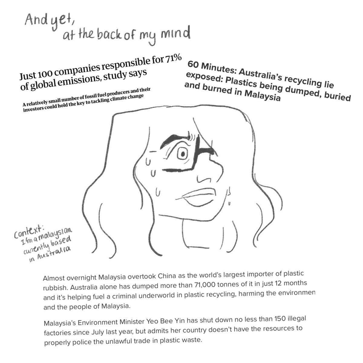 reimenayee's tweet photo. "I bought reusable cotton pads..". A comic about recycling guilt, plastic usage, and being angry at the 100 companies that cause the most damage. (1/3) https://t.co/Aio4KNti5r