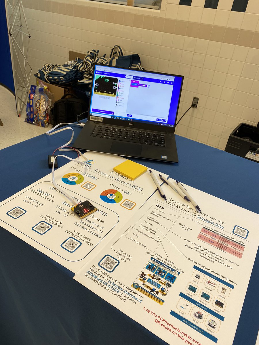 The STEAM and CS team is excited to be at Great Beginnings to meet new @fcpsnews members! Come by our table in Cafeteria B to try out some of our resources and meet the team. #GBSI2022