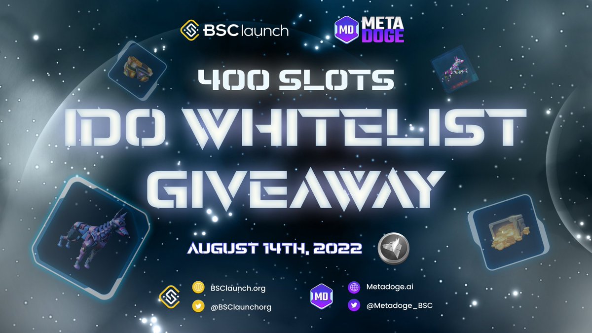BSClaunchorg's tweet photo. 📑 @MetaDoge_BSC IDO Whitelist Giveaway
💎 Sign-up for a free entry to participating in #MetaDoge IDO on #BSClaunch.
🐦Spread the news to support our works.
🔎Join our #Giveaway: https://t.co/6JnKrdGiXd
#MetaDoge #EarnInFreeTime #DogeRacing #ReadyToPlay https://t.co/aqgSEgqr68