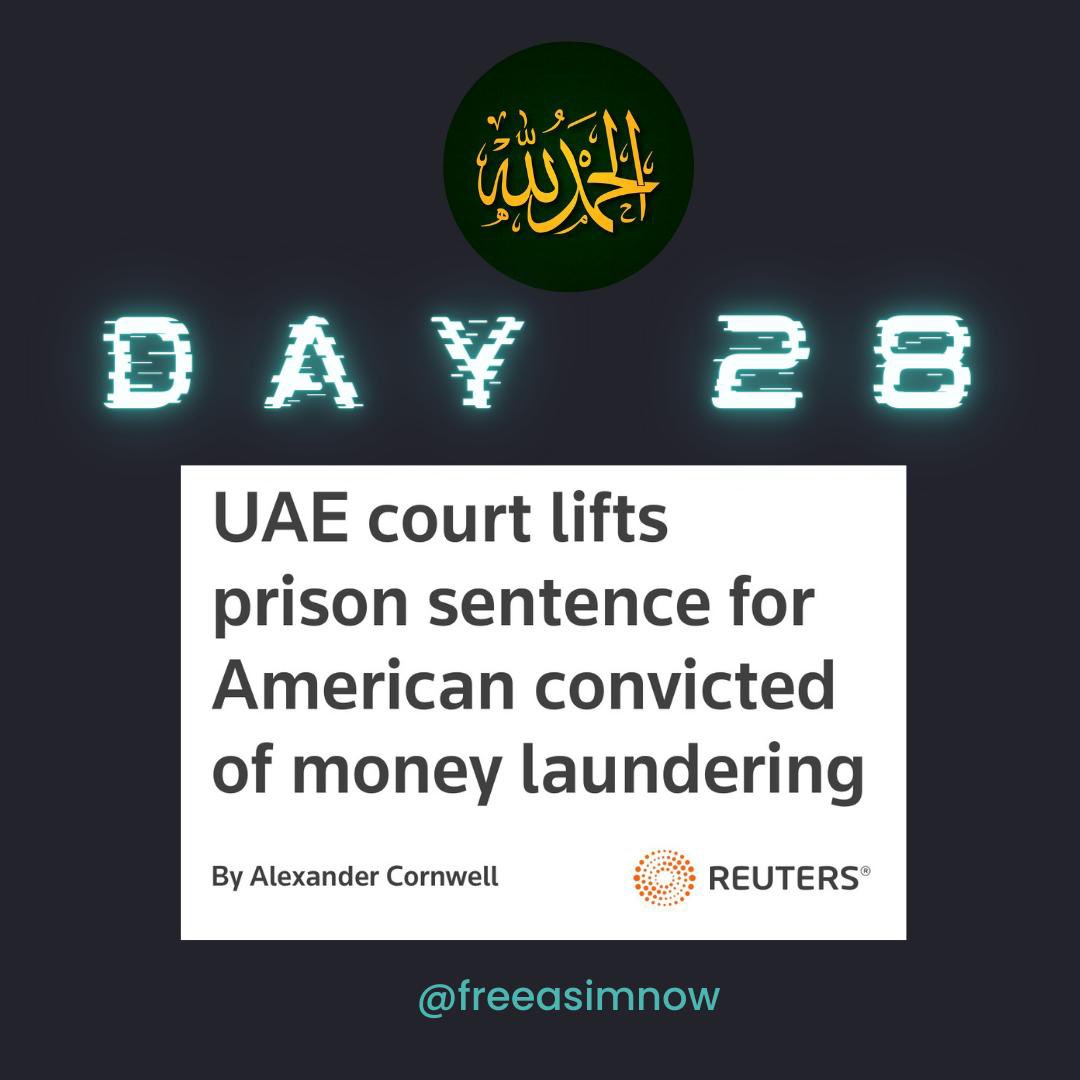 By the grace of God and the unwavering strength, prayers and advocacy of you all, Asim Ghafoor’s prison sentence has been overturned. We eagerly await his return home. God is Great. #FreeAsimGhafoor reuters.com/world/middle-e…