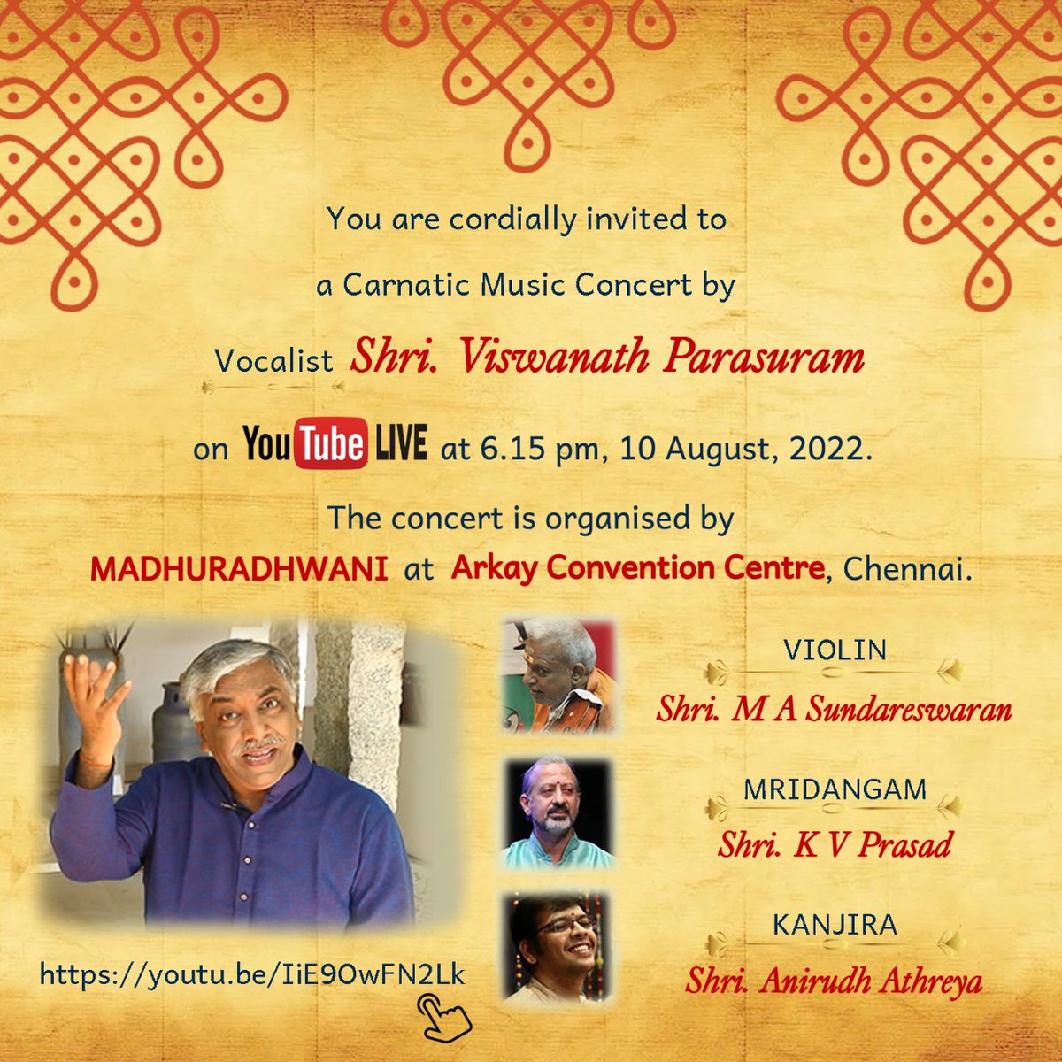 For all Carnatic music aficionados, and all lovers of music, here's a chance to watch Shri. CP Viswanath, CEO and Co-founder of Karadi Path Education Company and Karadi Tales, perform LIVE today at 6.15 pm, at youtu.be/IiE9OwFN2Lk, for an evening of mesmerizing music!
