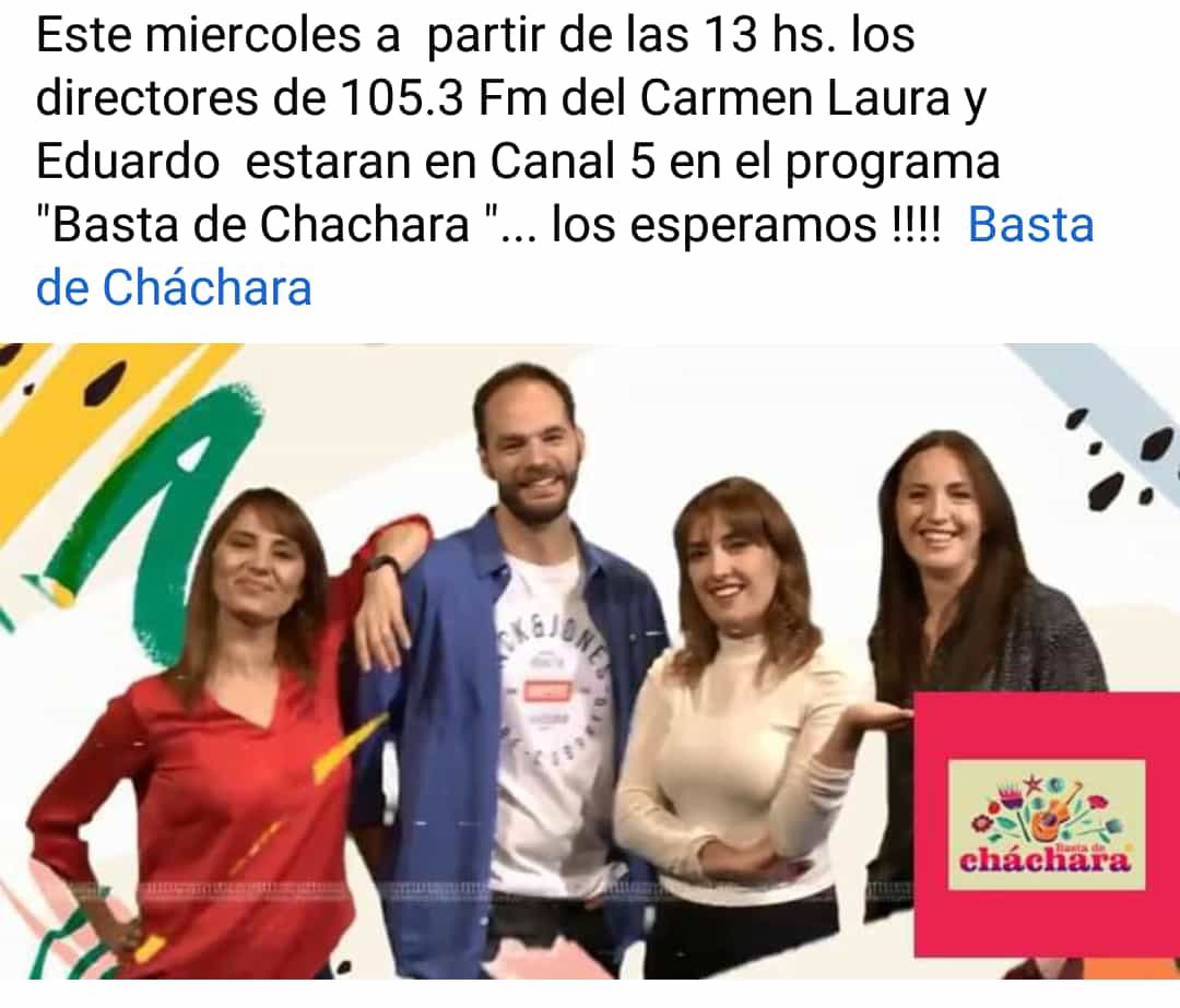 fmdelcarmen's tweet photo. ¡Hoy en @canal5uruguay! #BastaDeCháchara https://t.co/89EpOtQyyg