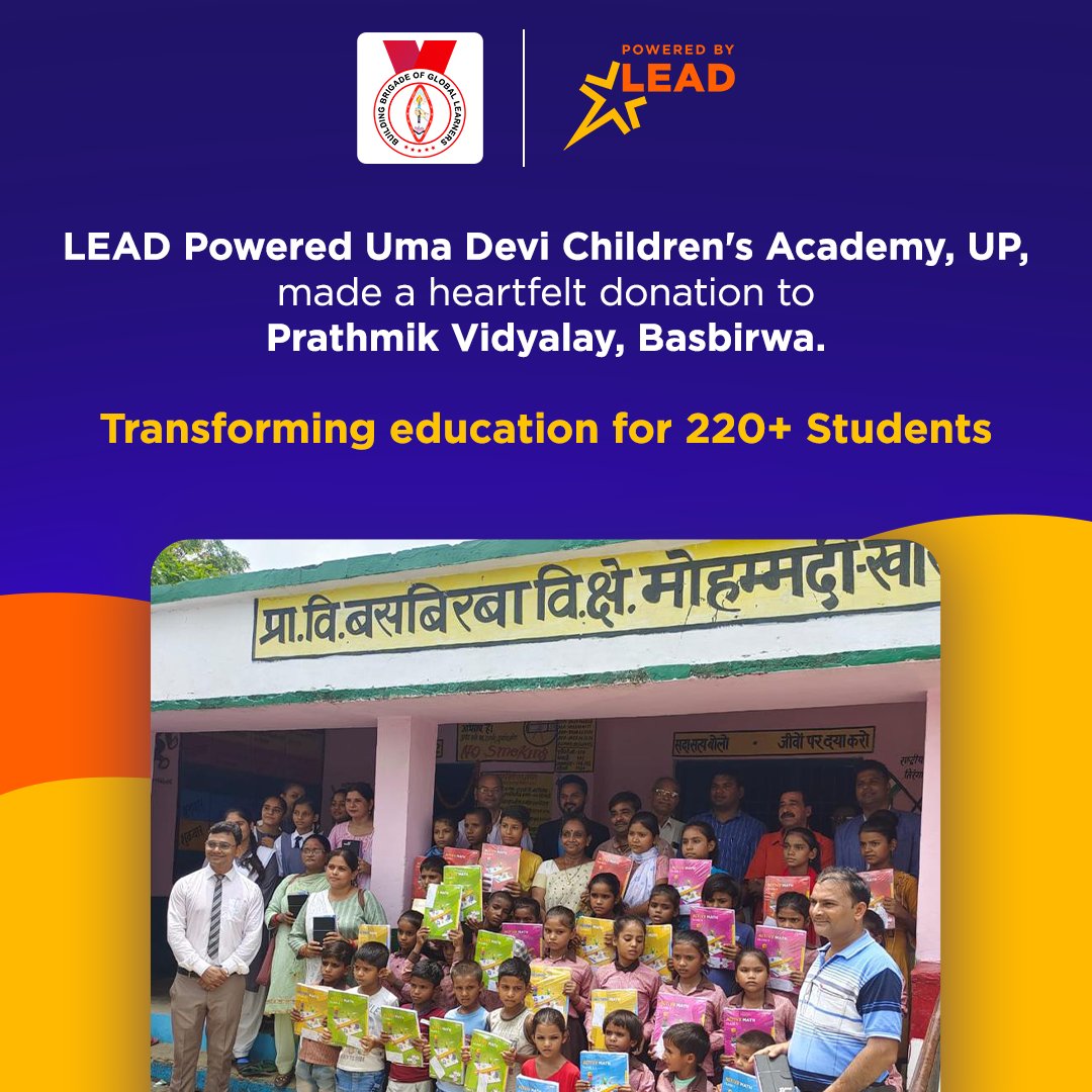 leadgroupindia's tweet photo. Our LEAD Powered School - Uma Devi Children's Academy, UP has introduced virtual learning for the kids of Prathmik Vidyalaya, Basbirwa by donating tabs, TVs and books, &amp; adopted it to give a new direction to its future. Know more: https://t.co/mGXDEyS0FJ

#LearnWithLEAD https://t.co/BVLPp58ndp