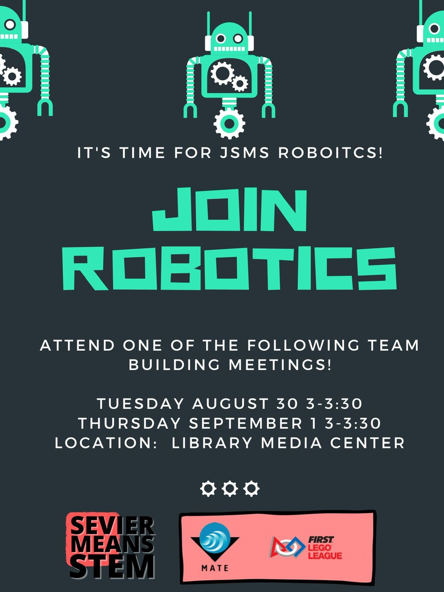 jsms_robotics's tweet image. Are you interested in working on a Team, learning about coding, and being an innovator? Come hear what it’s all about! #SevierMeansStem #KCS_Codes