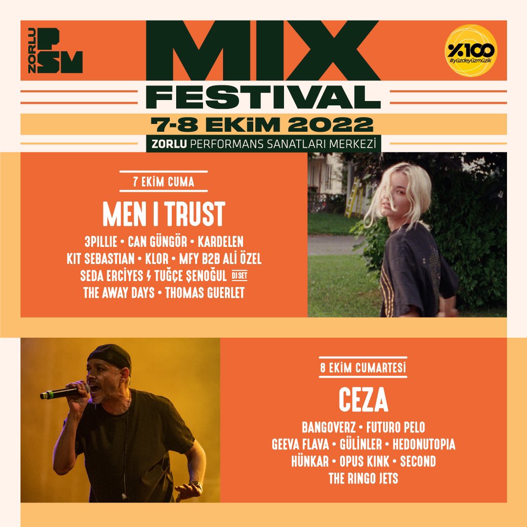 MIX, 7-8 Ekim’de şehre geri dönüyor! Men I Trust, Ceza, Can Güngör, Futuro Pelo, Gülinler, Hedonutopia, Kit Sebastian, Opus Kink, Second, Thomas Guerlet, The Away Days, The Ringo Jets ve daha fazlasını dinleyeceğimiz MIX Festival presented by %100 Music biletleri Passo’da!