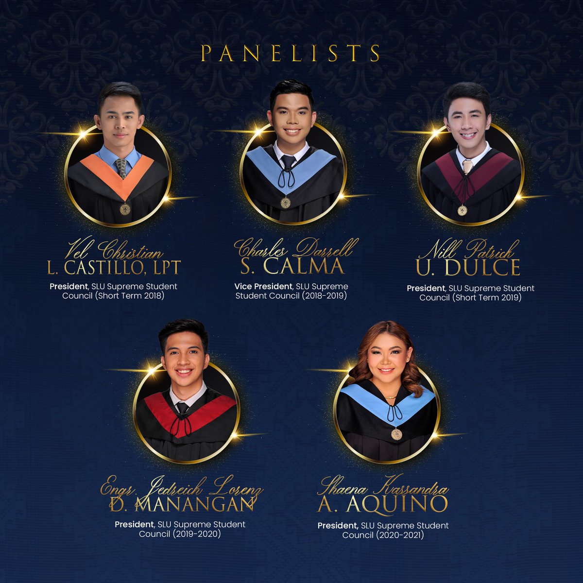 slucongress's tweet photo. Presenting the 𝗣𝗮𝗻𝗲𝗹 𝗼𝗳 𝗝𝘂𝗱𝗴𝗲𝘀 for the assessment of this year’s Gawad Luwisyano nominees — all alumni of the SLU KASAMA/SSC. https://t.co/SaQZTjzJPh
