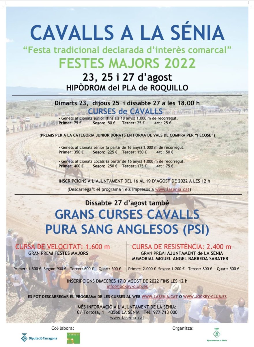 🏇 Cavalls a la Sénia. Teniu tota la informació aquí: lasenia.cat/web/2022/08/09… #cavalls #lasénia #festesmajors