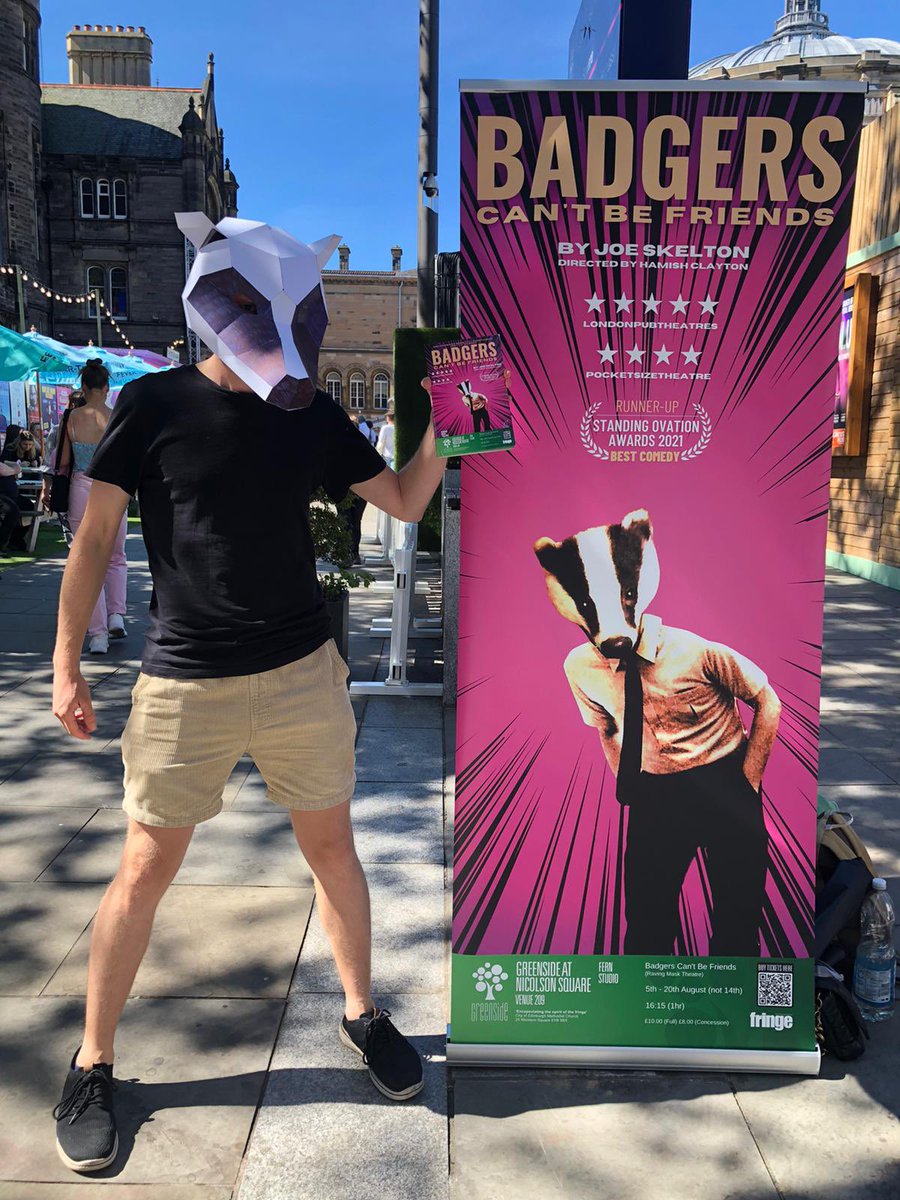 ravingmask's tweet photo. If you happen to bump into this man during your travels, don’t be alarmed! That’s our very friendly local superhero Badger Man! 🦡🦸‍♂️

Here to save the day and provide crucial help for those in need. If you wish to aid him in his quest, come see our show at @GreensideVenue 16.15 https://t.co/D9UFbou05t