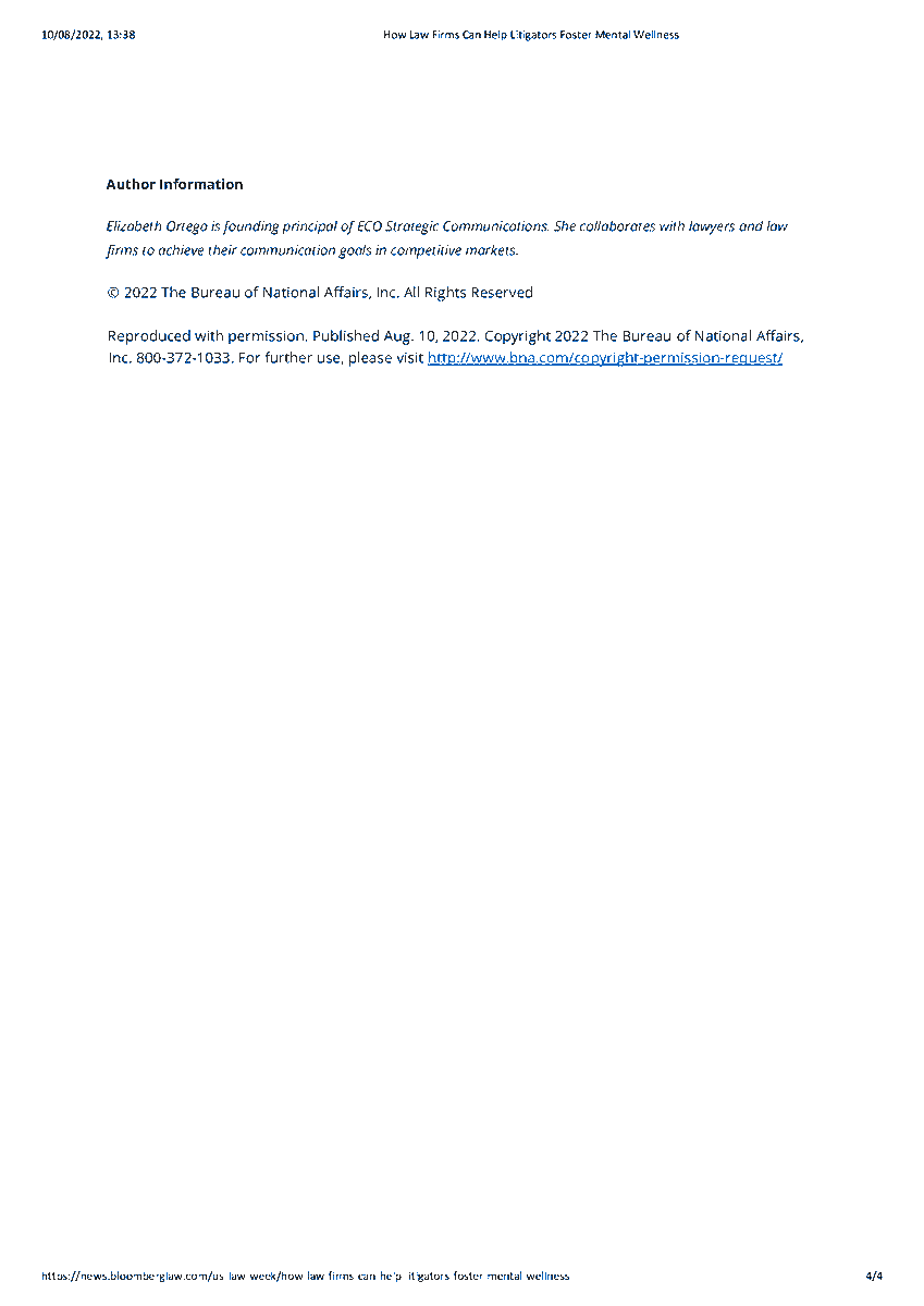In a <a href="/BLaw/">Bloomberg Law</a> Insight, I argue how frequently handling traumatic litigation, litigators pay an unseen cost to uphold justice. Often, they lack training to detect and address the mental changes that result from stress. news.bloomberglaw.com/us-law-week/ho… 
#wellness #litigation #mentalhealth