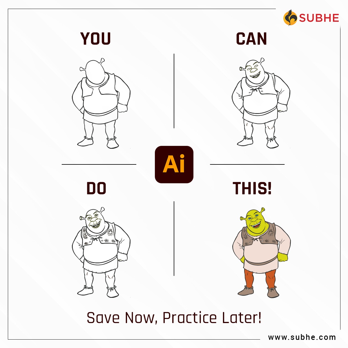 subhelearning's tweet photo. Have you seen a Fun-Loving and Kind-Hearted Ogre. NO??? That's SHREK - The only ogre in the world so PEACEFUL, Kind &amp; Cranky. Comment below if you can feel the Nostalgia in the Air.
.
.
#shrek #shrekislife #shrek2022 #illustration #graphicdesign #career #graphicdesigners #Subhe https://t.co/sa0cfv1Hyw
