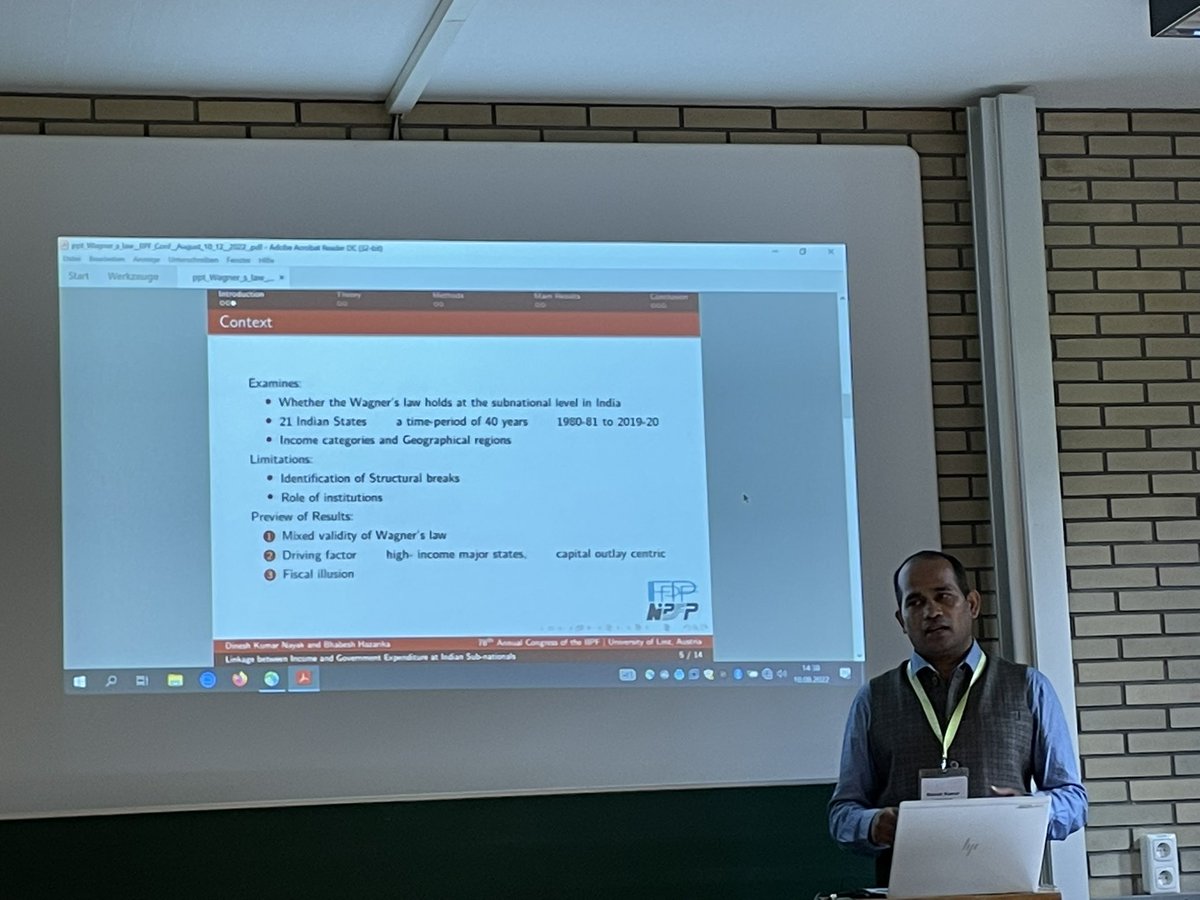 hazbhabesh's tweet photo. @dinesh99_ssf has presented a paper on #wagnerslaw at the @IIPF_org conference in Linz Austria @nipfp_org_in https://t.co/y9gnZpgRML