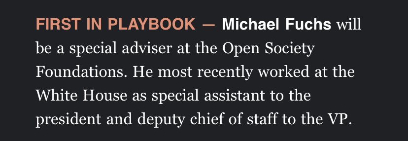 Personal news: Next month, I’m joining <a href="/OpenSociety/">Open Society Foundations</a> as a Special Advisor. I’m thrilled to have the opportunity to support OSF’s efforts to advance democracy and human rights around the world. With democracy under threat at home and abroad, OSF’s work is more important than ever.