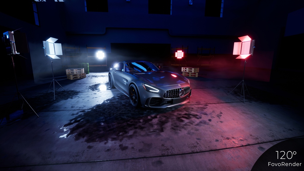 Fovotec's tweet photo. Paul Martin Eliasz recreates his famous Mercedes-Benz AG AMG GTR Unreal Engine scene, but this time it's enhanced with FovoRender. https://t.co/0Eq6jj3S7A