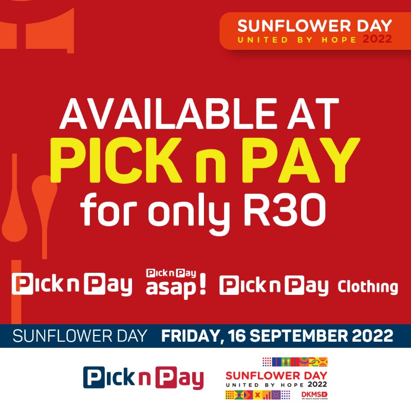 PicknPay's tweet photo. Join @DKMS_africa 🌻 in the fight against blood cancers and diseases by purchasing a TOPE today. You can also register for FREE to become a blood stem cell donor. So, sign up now and you could save a life later! #UnitedByHope