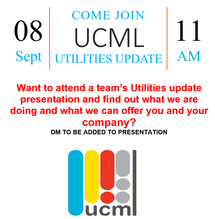 UCML_UK's tweet photo. Would you like to join our Utilities update Presentation on the 8th September with our business development manager Jonathan ! https://t.co/sd5d0lit71