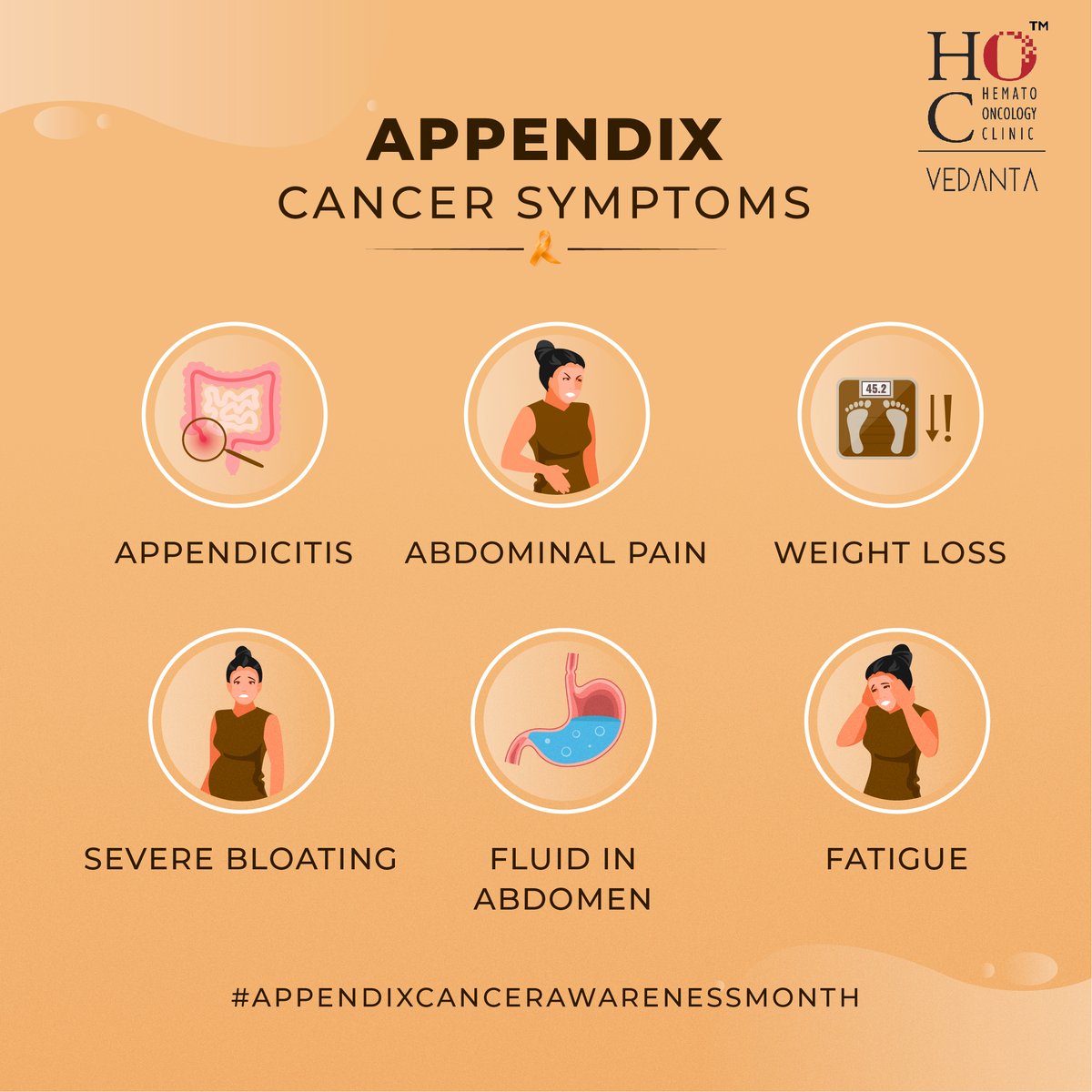 HocVedanta's tweet image. Always keep these symptoms in mind, and if you observe any of them, visit a Doctor and get yourself checked. Prevention is always better than cure. 

#AppendixCancerAwarenessMonth    
.
.
 #appendixcancerawarenessday #hoccancerhospital