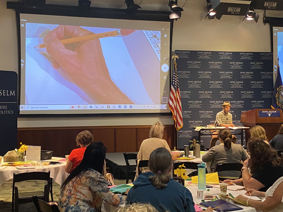 NHSLS603's tweet image. #LibraryCamp22 is underway!! Marek is teaching us about cartooning! We know how important graphic novels are to literacy and our Ss #LibraryCamp