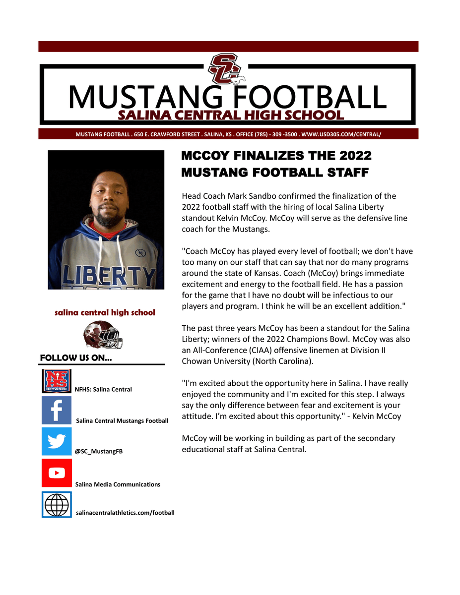 Salina Central Mustangs Football (@sc_mustangfb) on Twitter photo 