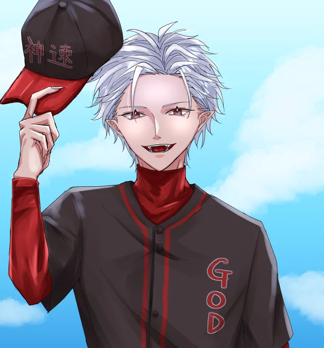 帽子被る時前髪あげるタイプのオールバック葛葉監督 #KuzuArt 
