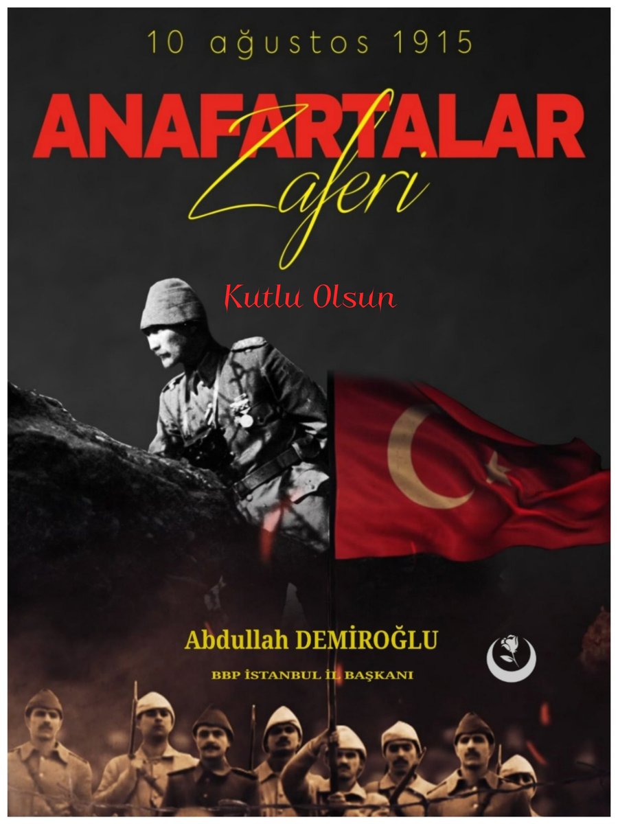 AbdullahDmroglu's tweet photo. Çanakkale Savaşı'nın dönüm noktalarından birisi olan 1. Anafartalar Zaferi'nin yıldönümünde Gazi Mustafa Kemal ATATÜRK ve silah arkadaşlarını, bu vatan için can veren tüm #şehit'lerimizi rahmet ve minnetle anıyorum.
Ruhları şad mekanları cennet olsun. 

#AnafartalarZaferi 🇹🇷 https://t.co/k3VlBFQlfd