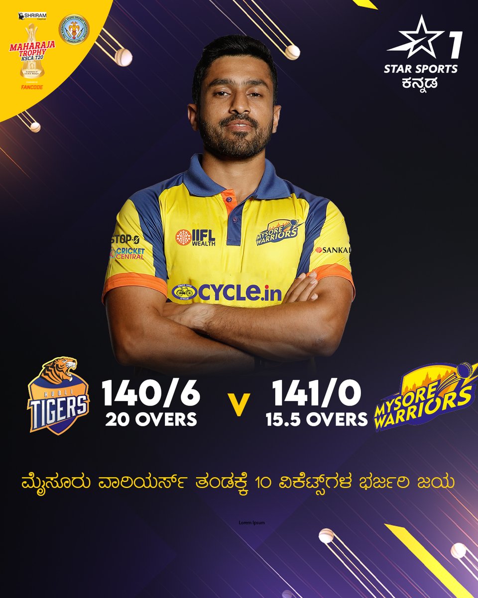 Star Sports Kannada on Twitter "ಹುಬ್ಳಿ ಟೈಗರ್ಸ್ ವಿರುದ್ಧ ಮೈಸೂರು