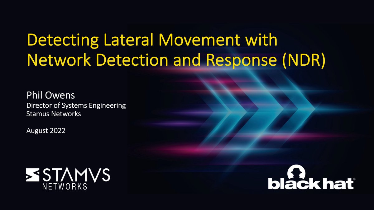 StamusN's tweet image. Join our Director of Systems Engineering, Phil Owens, for a 15-minute presentation on Detecting Lateral Movement during BlackHat’s virtual event today at 9:00 AM (PT). Meet our team at booth #3017 or virtually at hubs.la/Q01jDFCQ0 #BHUSA #NetworkDetection #LateralMovement